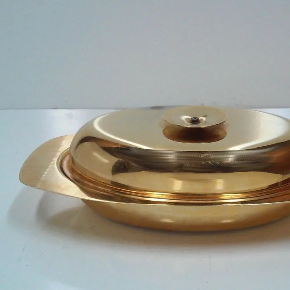 Mid-Century Tommi Parzinger Lidded Dish Gold Plated 1950s Glam Serving
